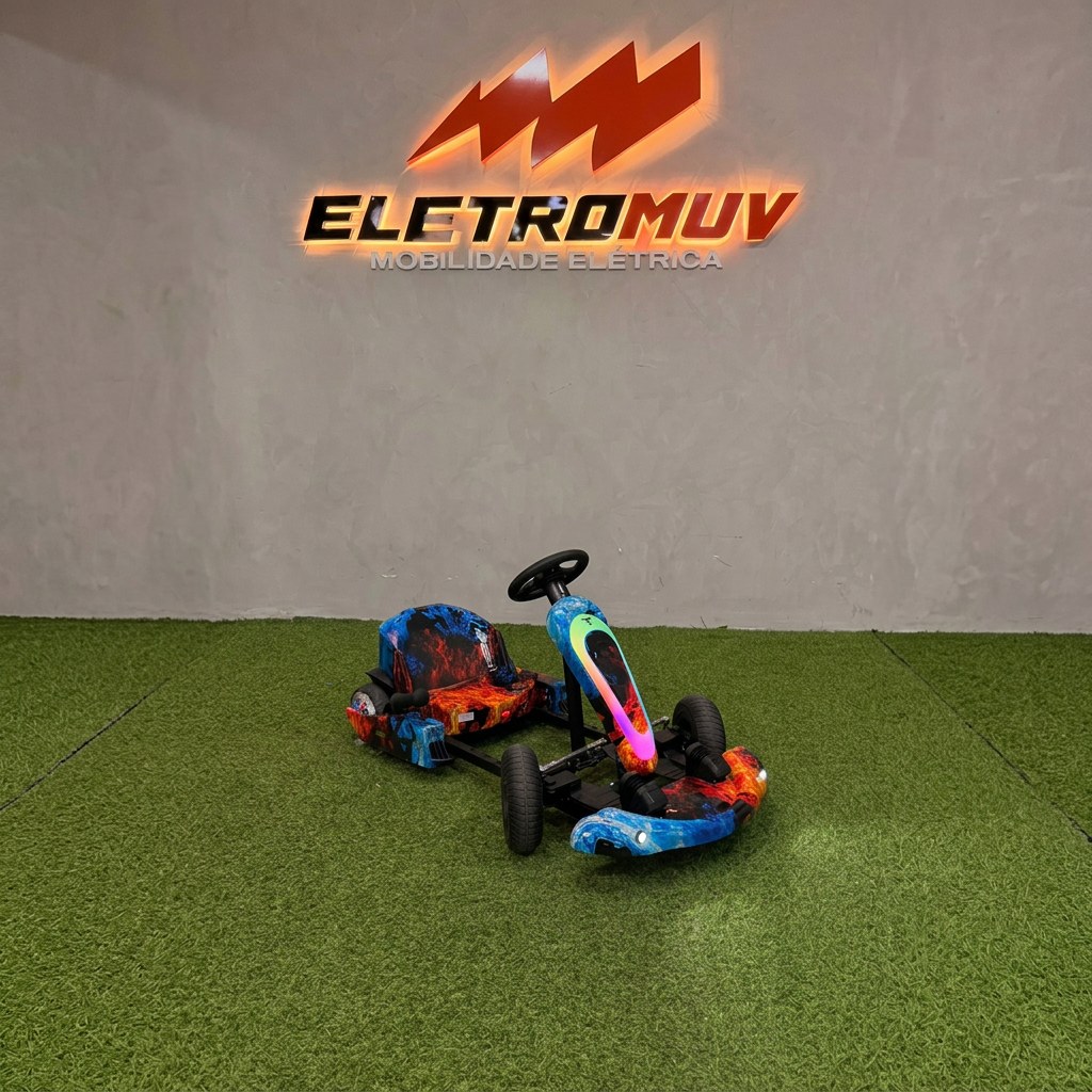 Kart elétrico Ultra Race azul e vermelho